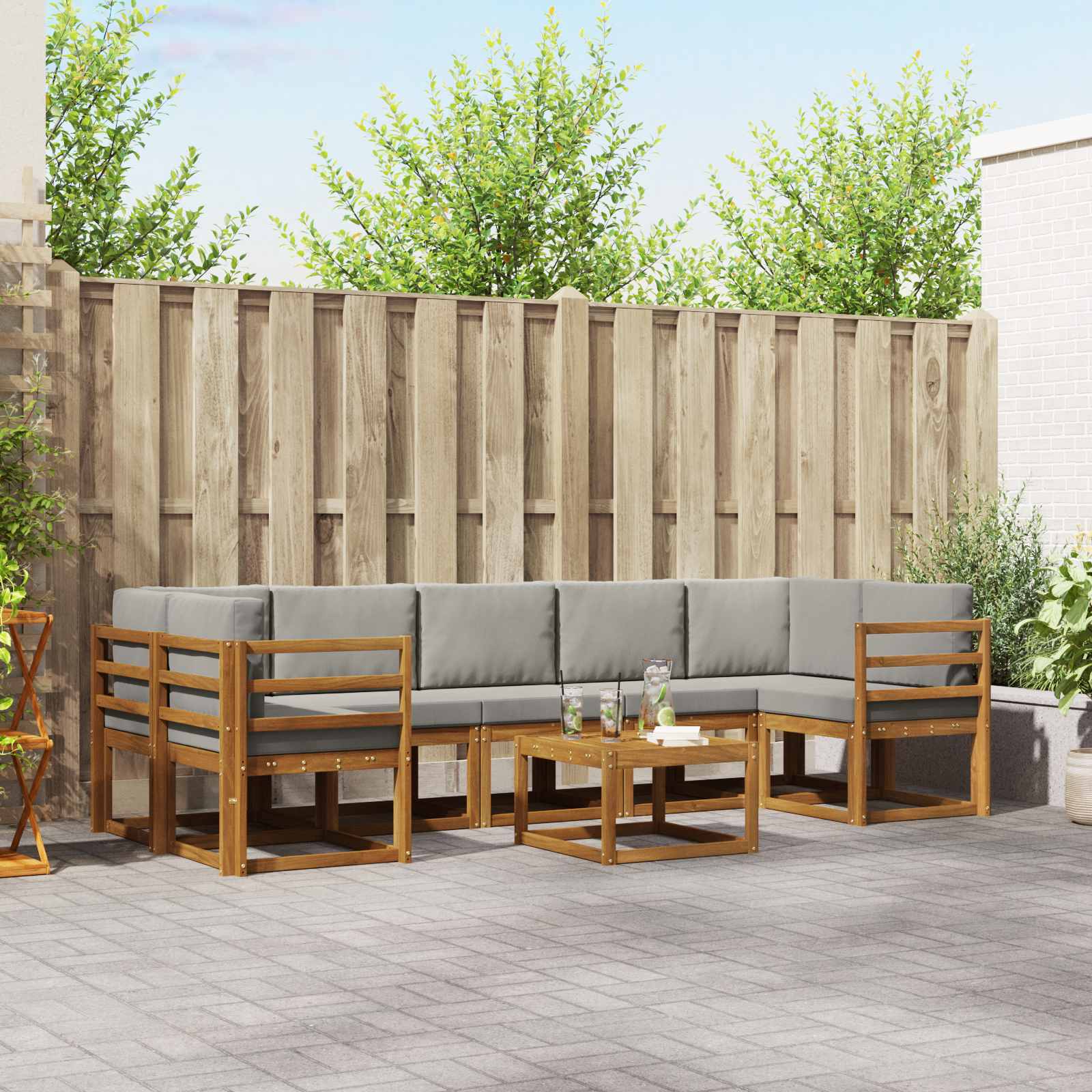 Conjunto de sofás de exterior 8 pcs Blanco