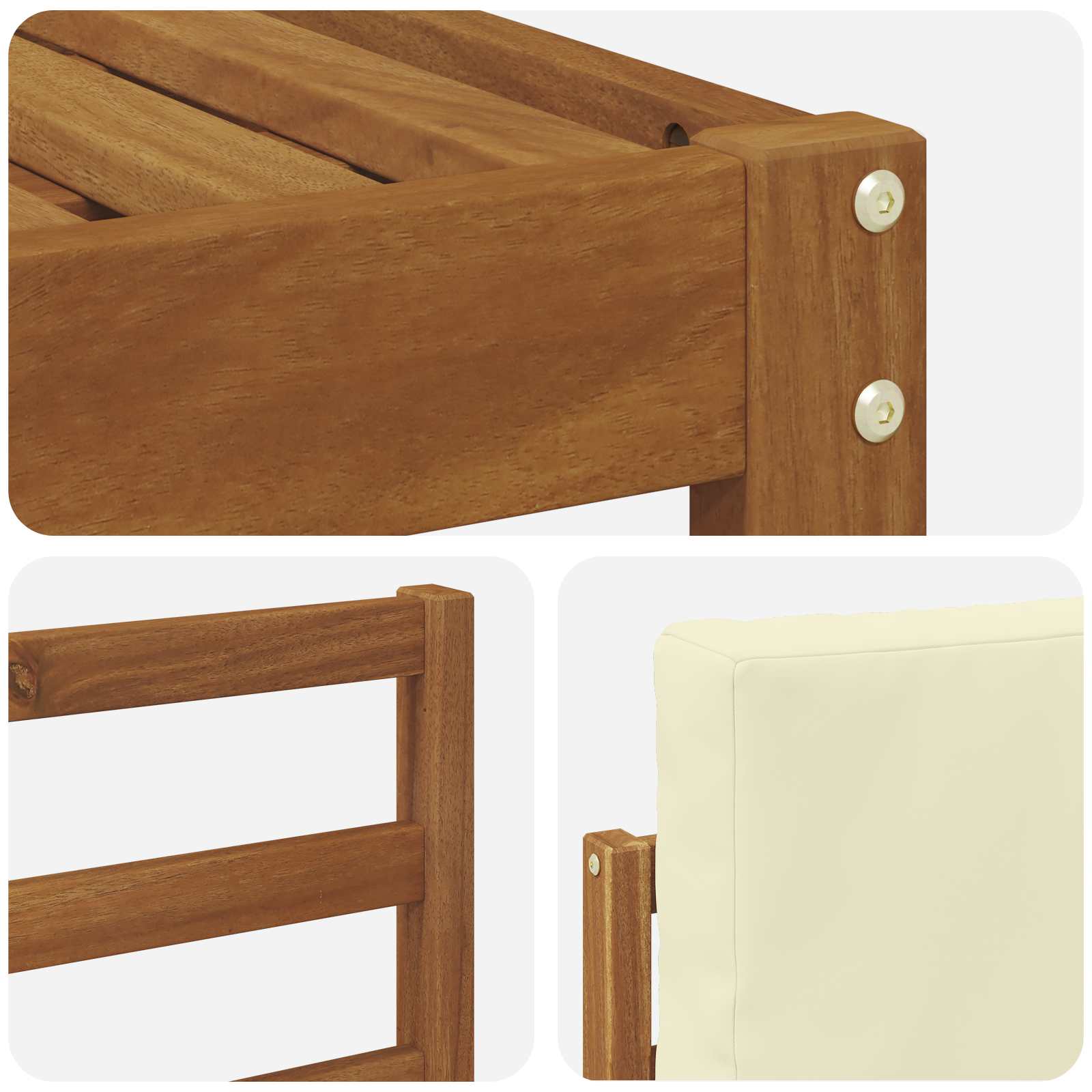 Conjunto de sofás de exterior con cojín 4 pcs Natural y Crema