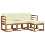 Conjunto de sofás de exterior con cojín 4 pcs Natural y Crema