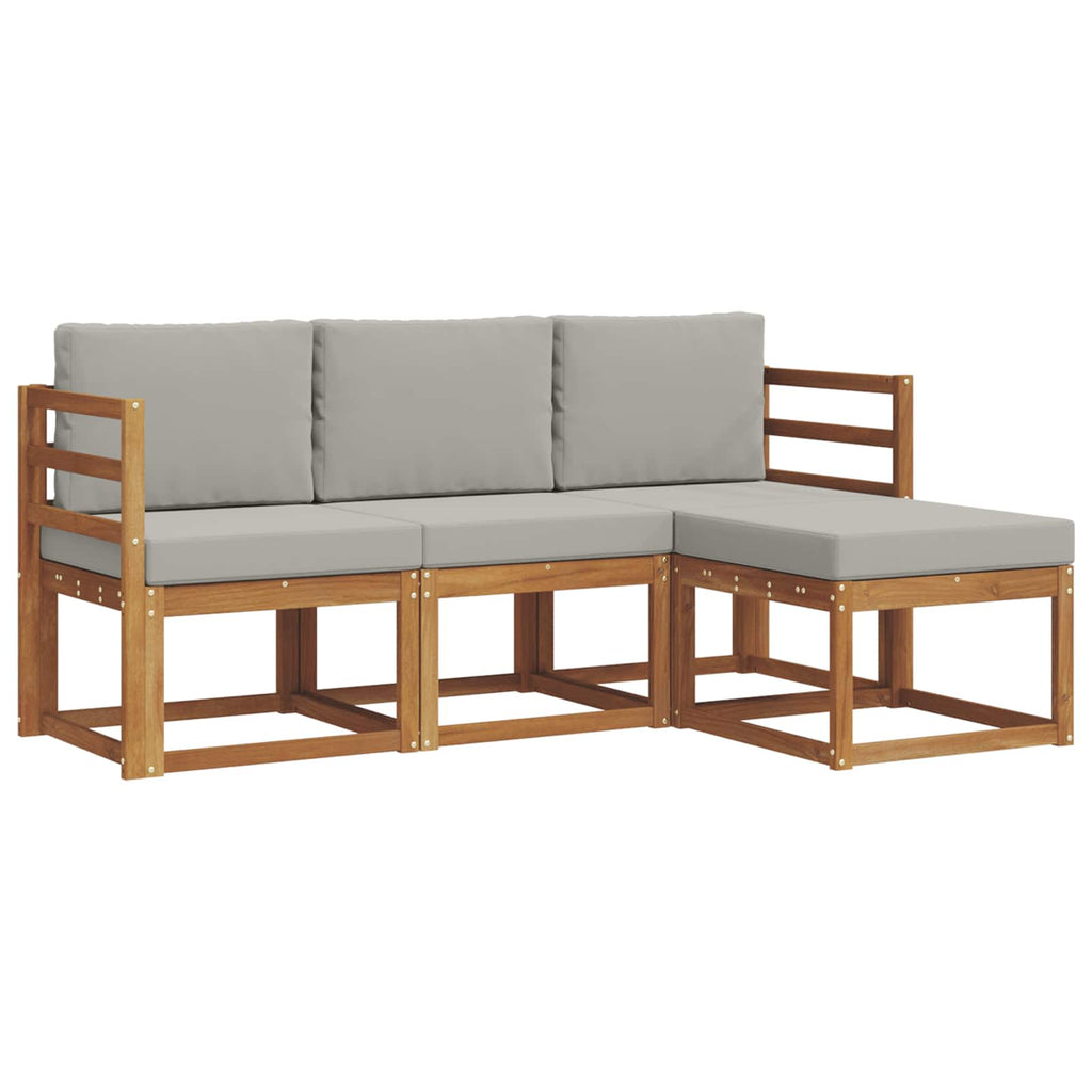 Conjunto de sofás de exterior 4 pcs Gris Natural y Claro