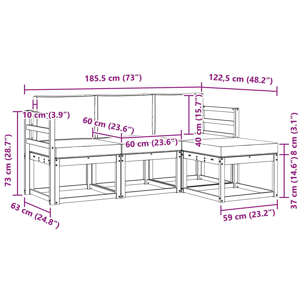 Conjunto de sofás de exterior 4 pcs Gris Natural y Claro