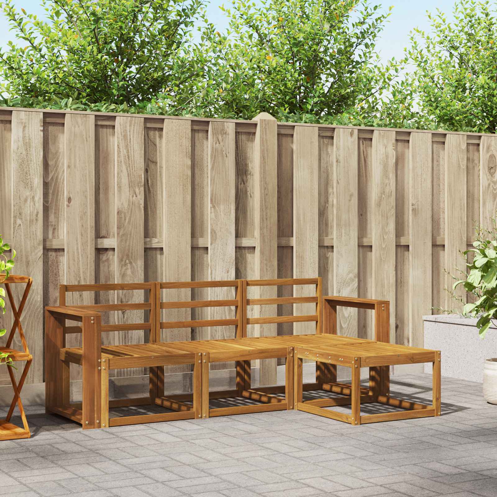 Conjunto de sofás de exterior 4 pcs Natural