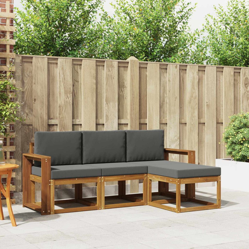 Conjunto de sofás de exterior 4 pcs Natural