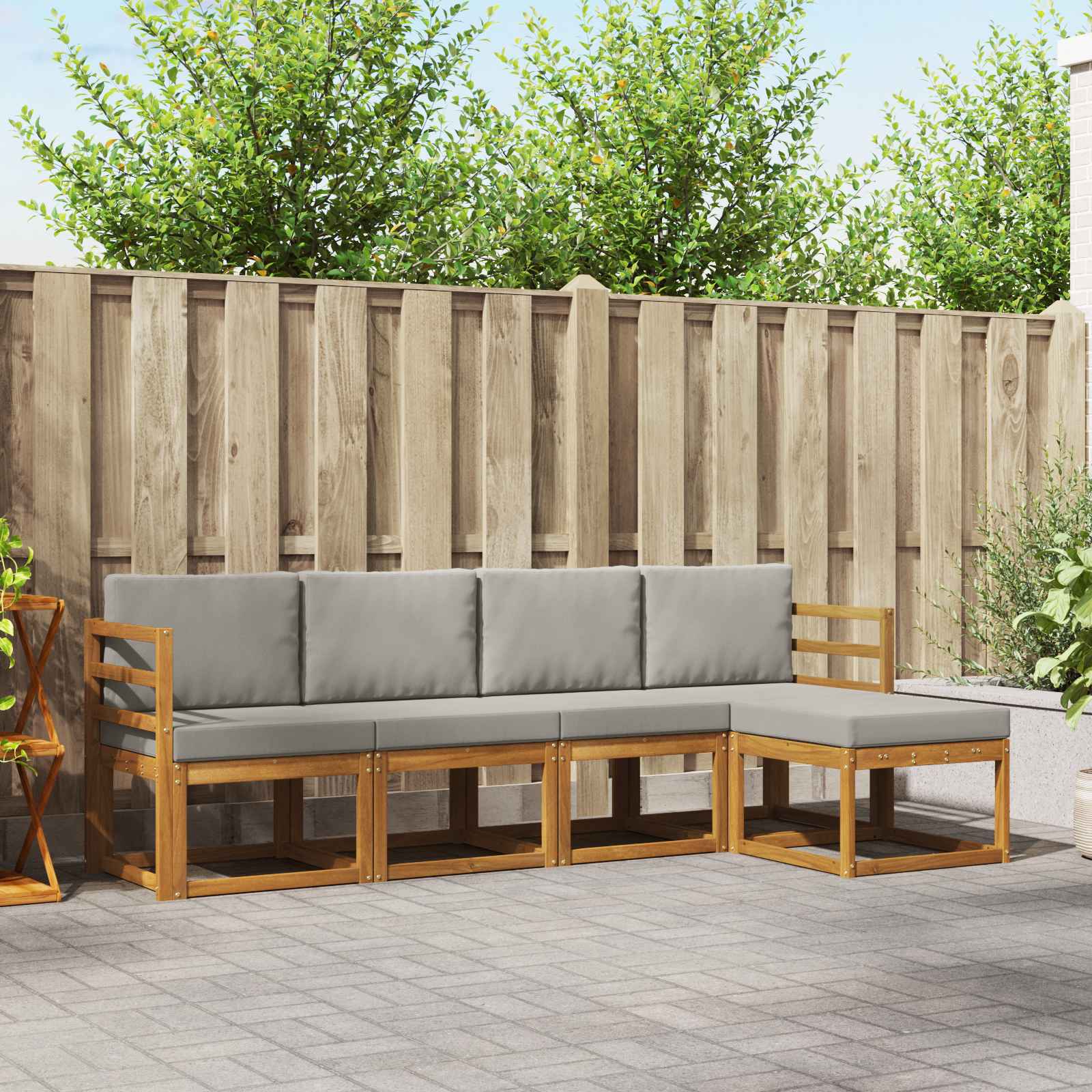 Conjunto de sofás de exterior 5 pcs Blanco y Antracita