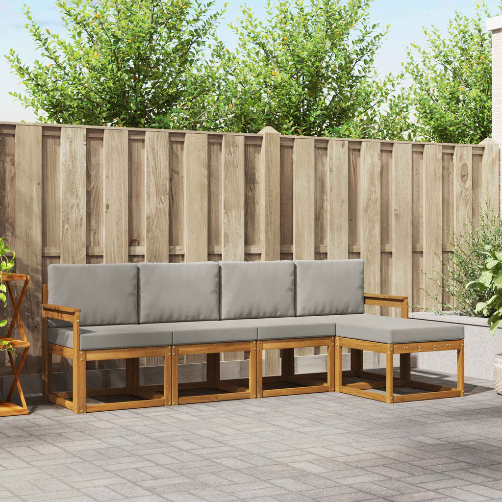 Conjunto de sofás de exterior 5 pcs Blanco y Antracita
