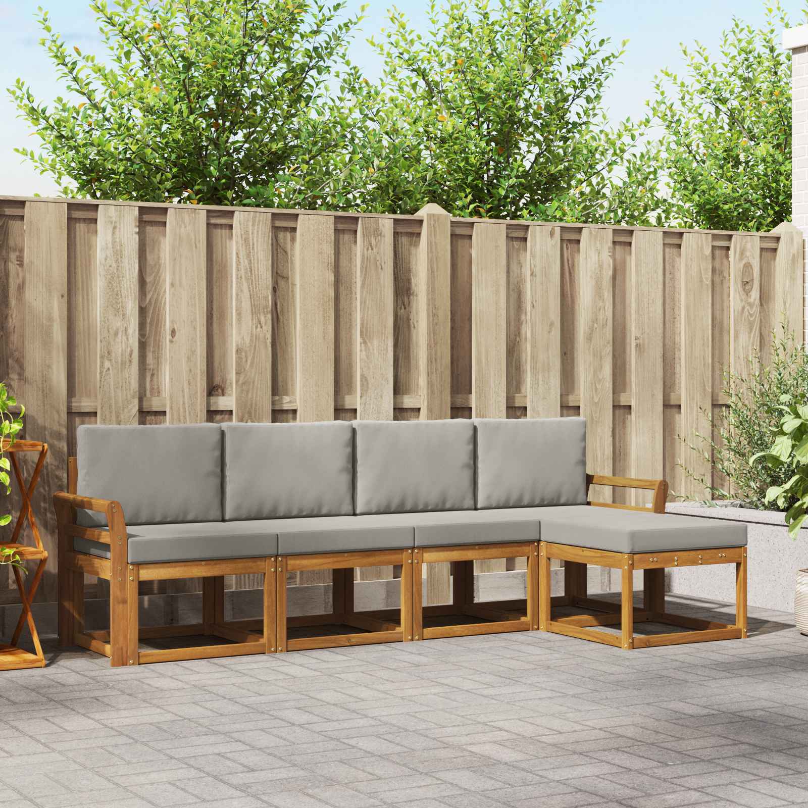 Conjunto de sofás de exterior 5 pcs Blanco y Antracita