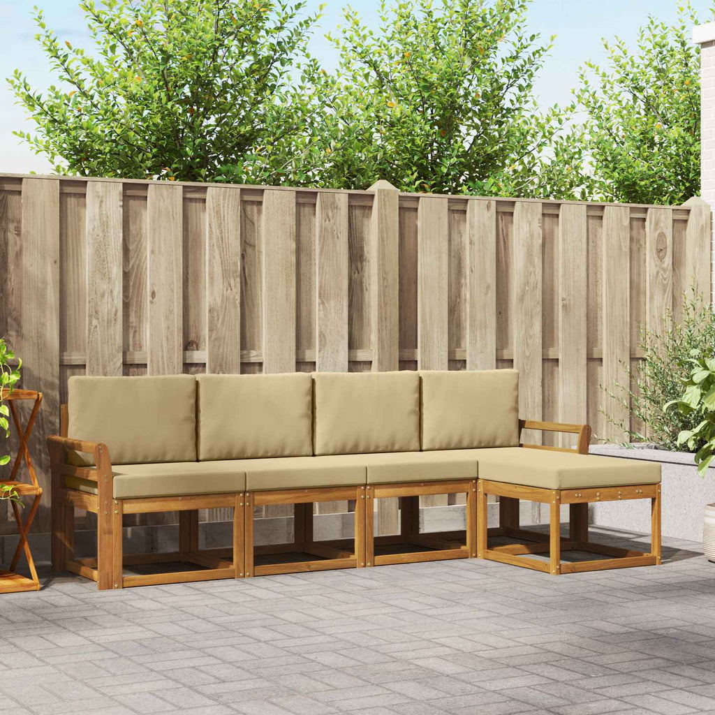 Conjunto de sofás de exterior con cojín 10 pcs Blanco y Crema