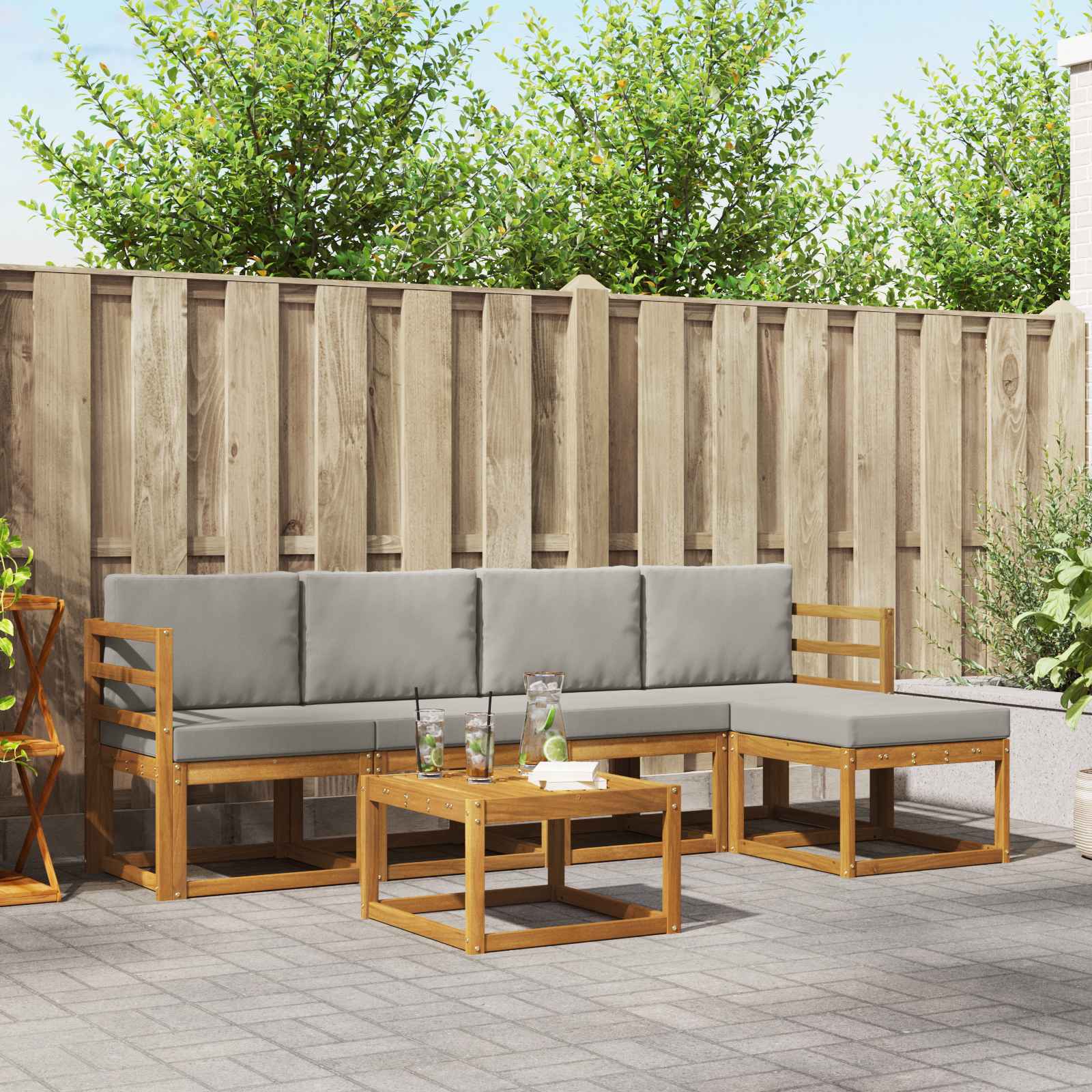 Conjunto de sofás de exterior 6 pcs Blanco y Antracita