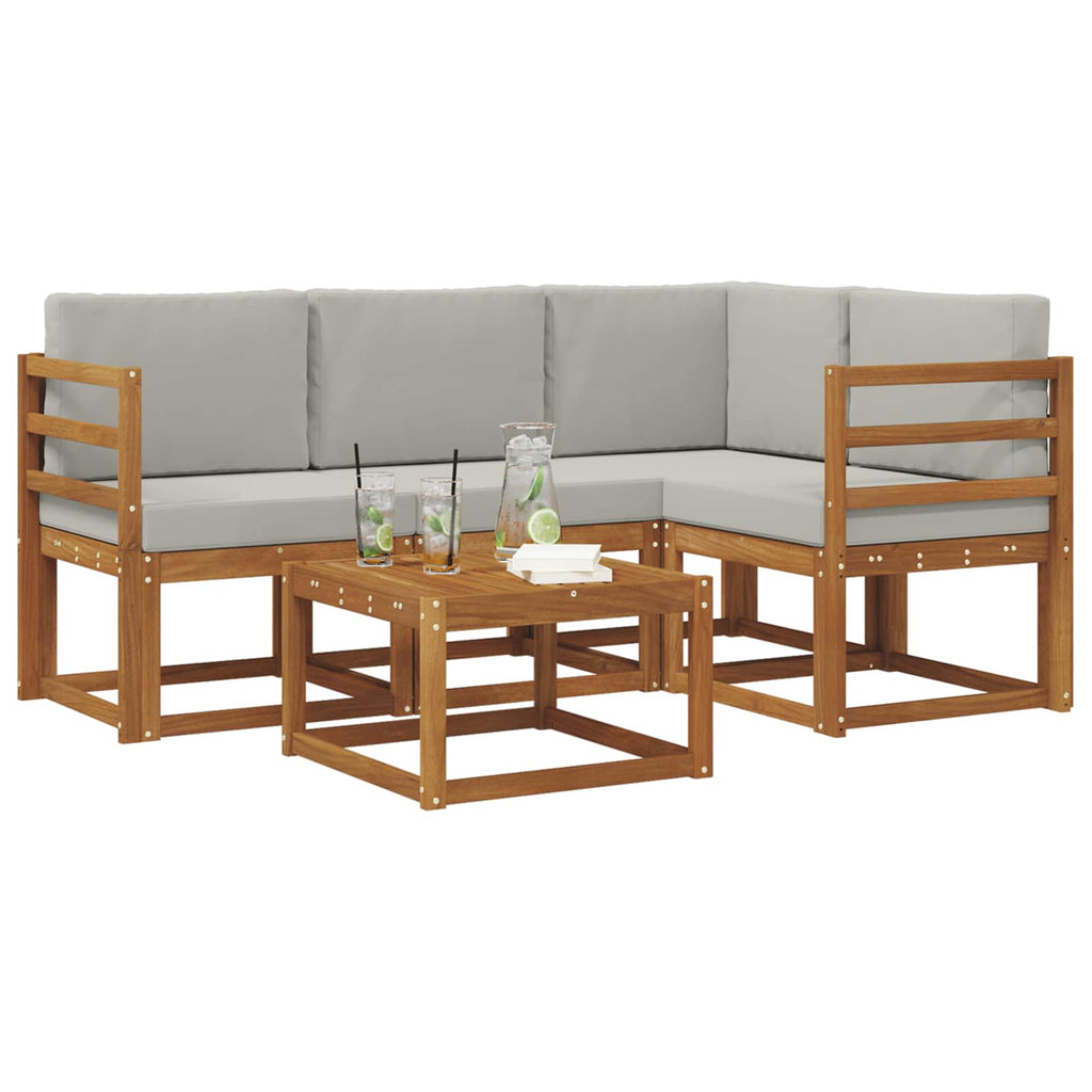 Conjunto de sofás de exterior 5 pcs Gris Natural y Claro