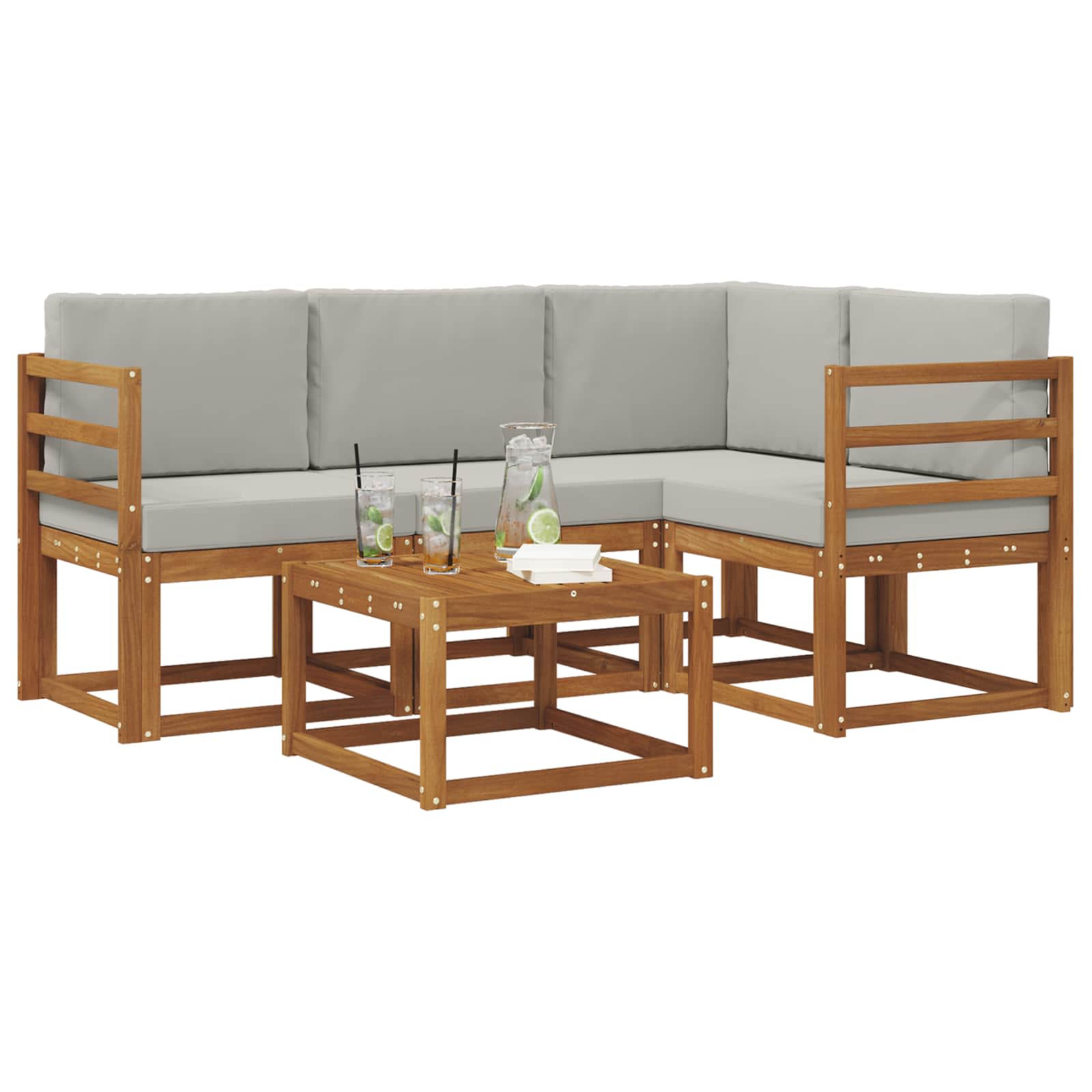 Conjunto de sofás de exterior 5 pcs Gris Natural y Claro