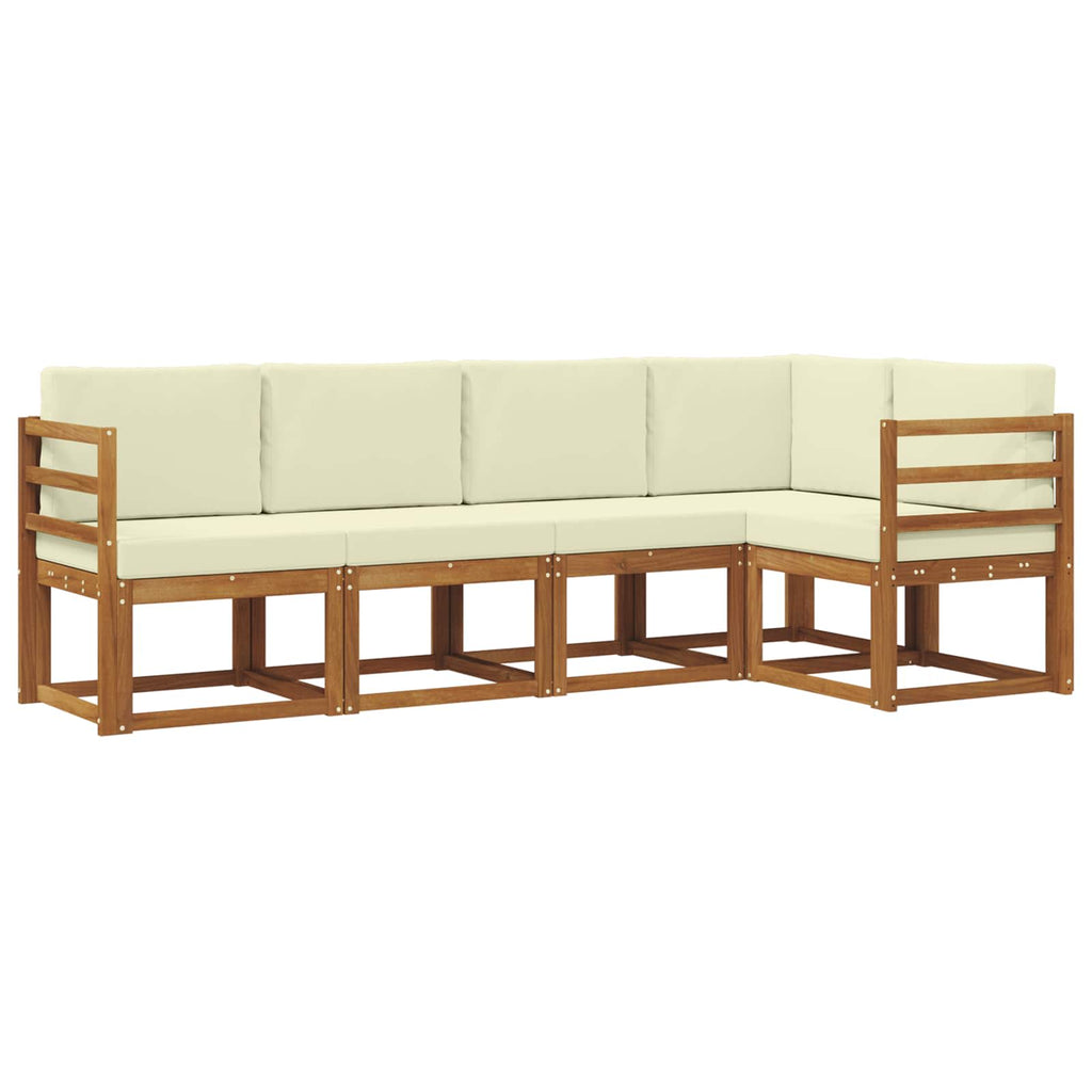 Conjunto de sofás de exterior con cojín 5 pcs Natural y Crema