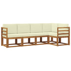 Conjunto de sofás de exterior con cojín 5 pcs Natural y Crema