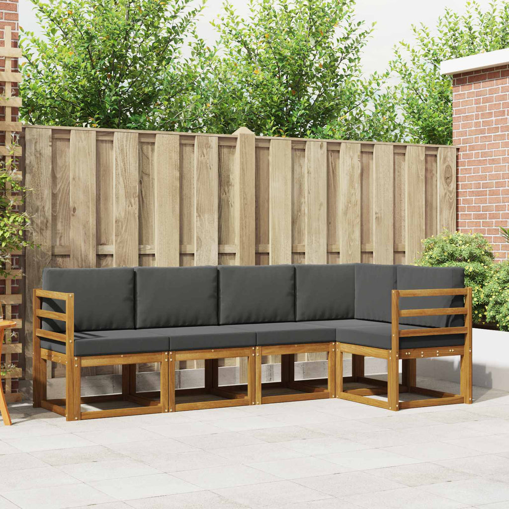 Conjunto de sofás de exterior 5 pcs Natural y Antracita