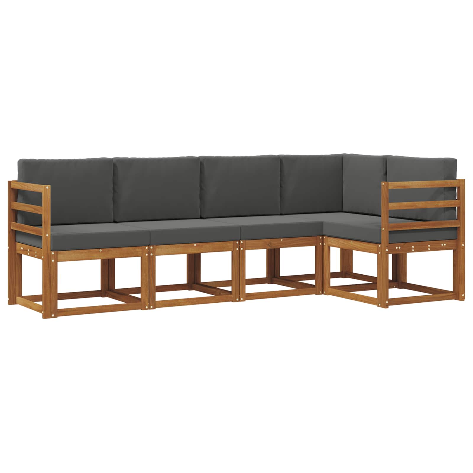 Conjunto de sofás de exterior 5 pcs Natural y Antracita