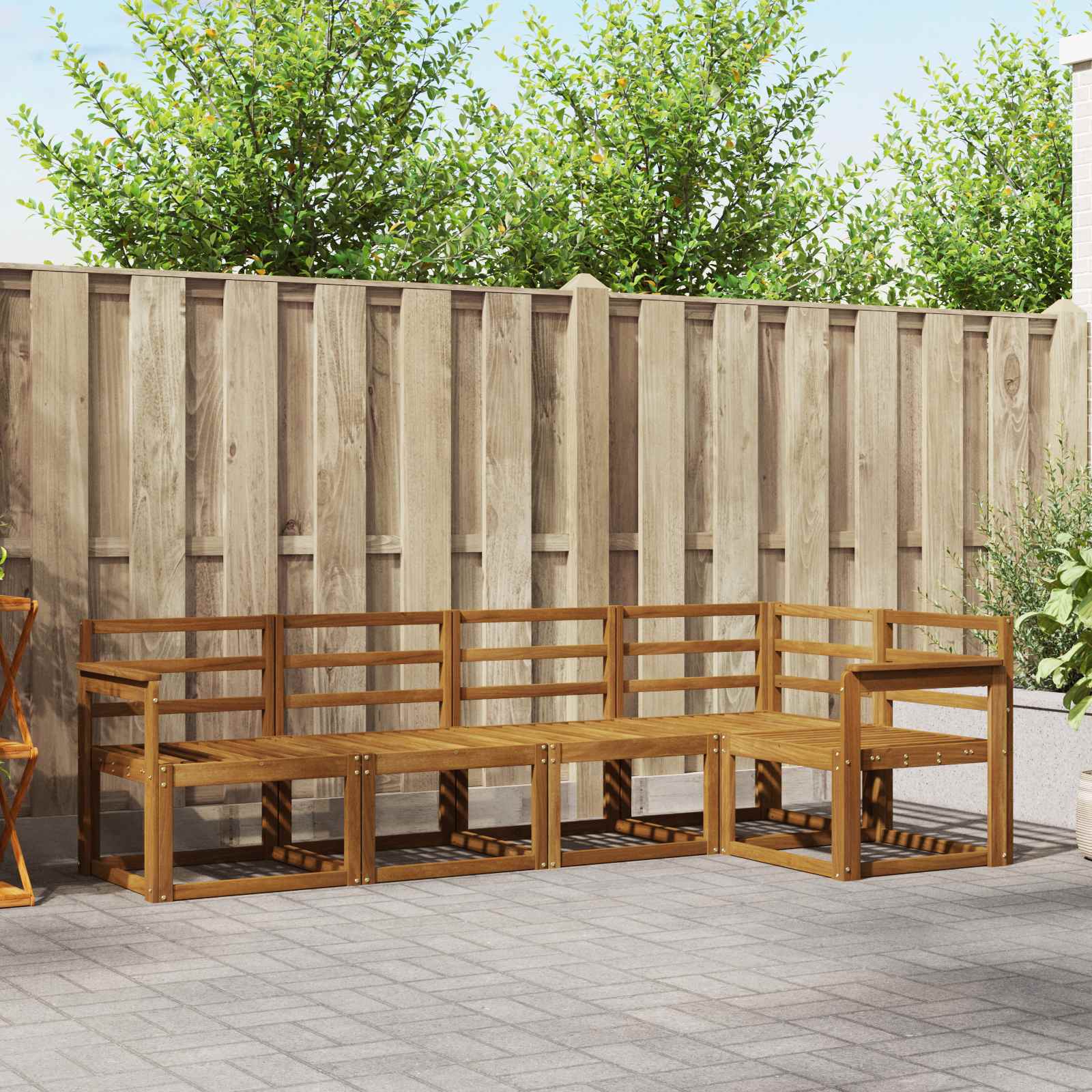 Conjunto de sofás de exterior 5 pcs Natural