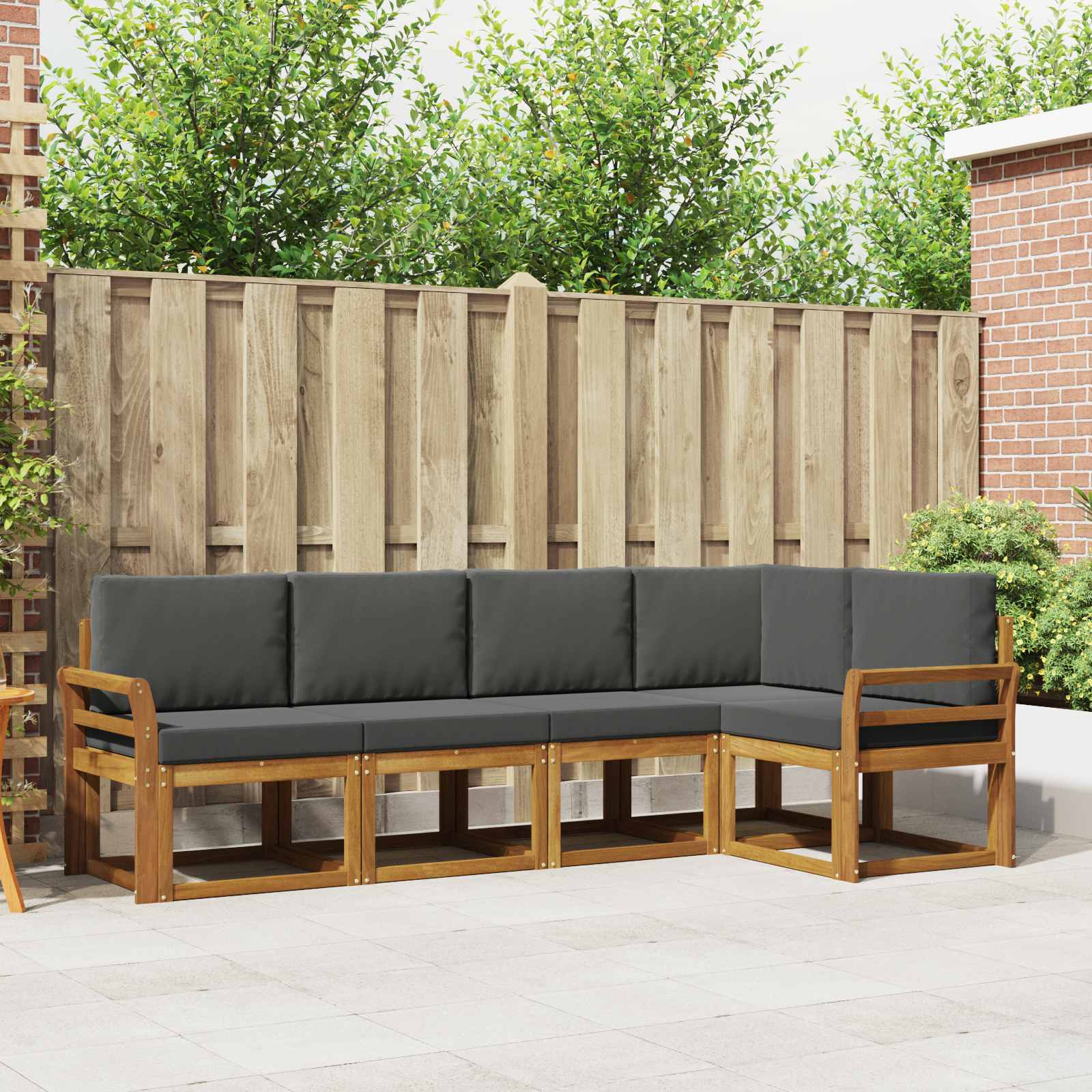 Conjunto de sofás de exterior 5 pcs Natural y Antracita