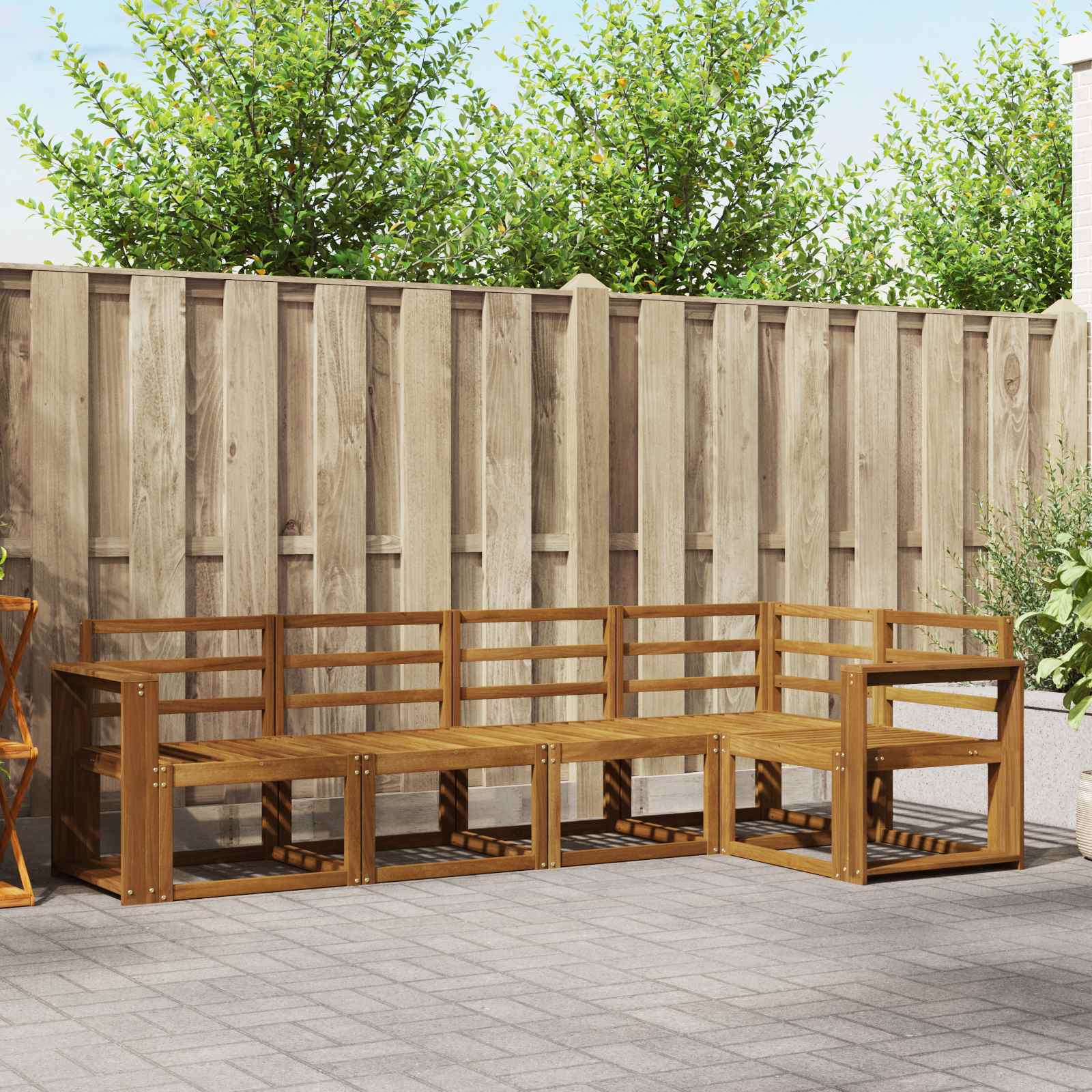 Conjunto de sofás de exterior 5 pcs Natural