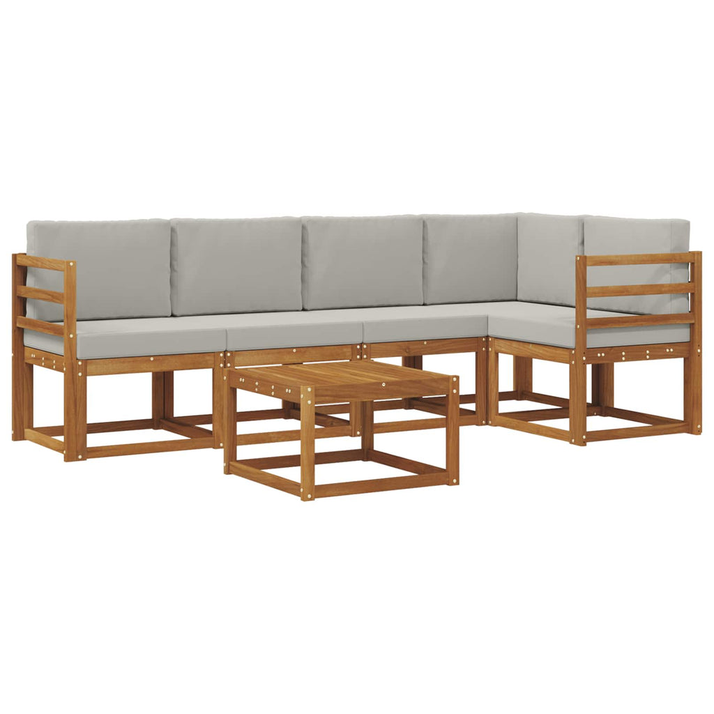Conjunto de sofás de exterior 6 pcs Gris Natural y Claro