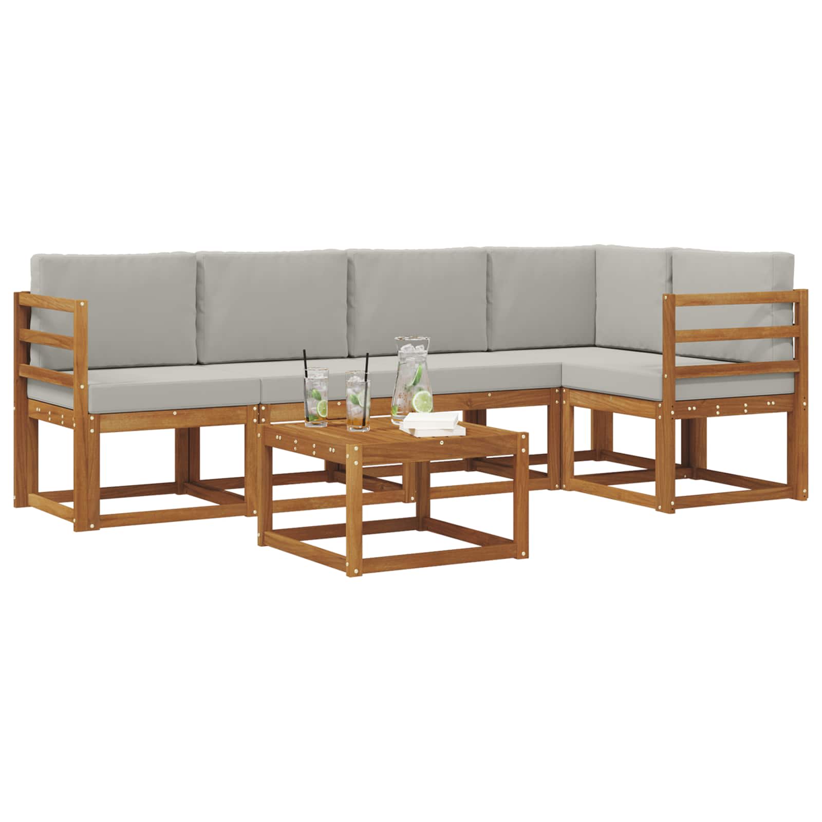 Conjunto de sofás de exterior 6 pcs Gris Natural y Claro