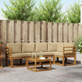 Conjunto de sofás de exterior con cojín 6 pcs Natural y Beige