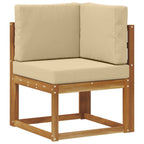 Conjunto de sofás de exterior con cojín 6 pcs Natural y Beige