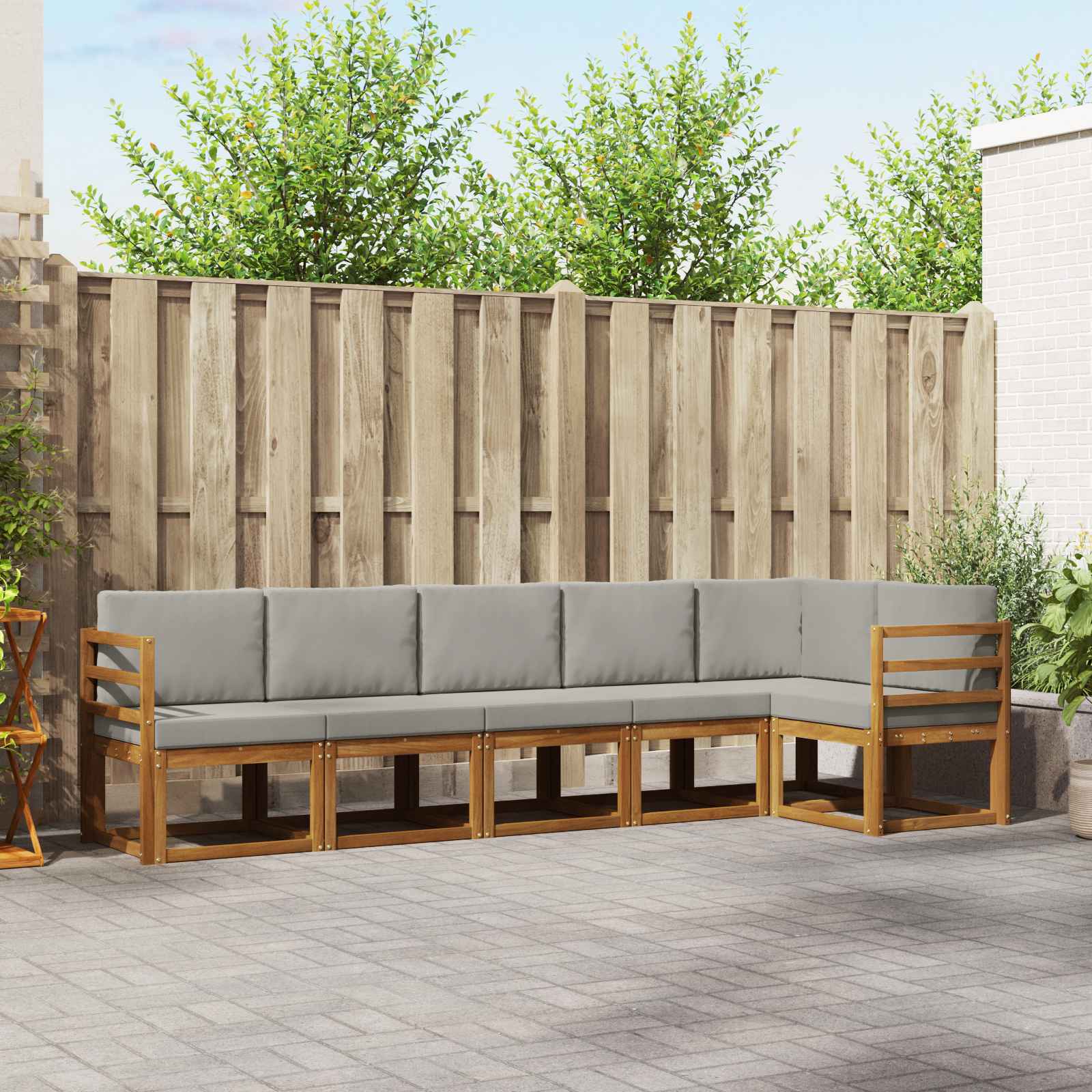 Conjunto de sofás de exterior 6 pcs Blanco y Antracita