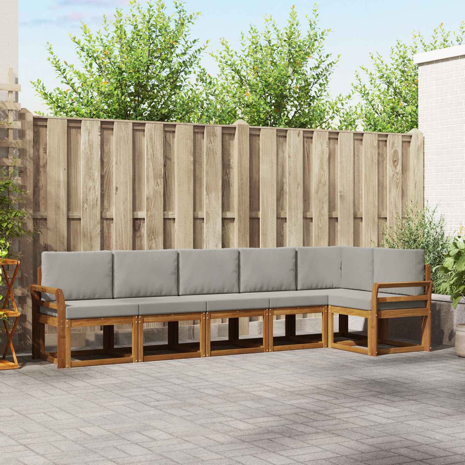 Conjunto de sofás de exterior 6 pcs Blanco y Antracita