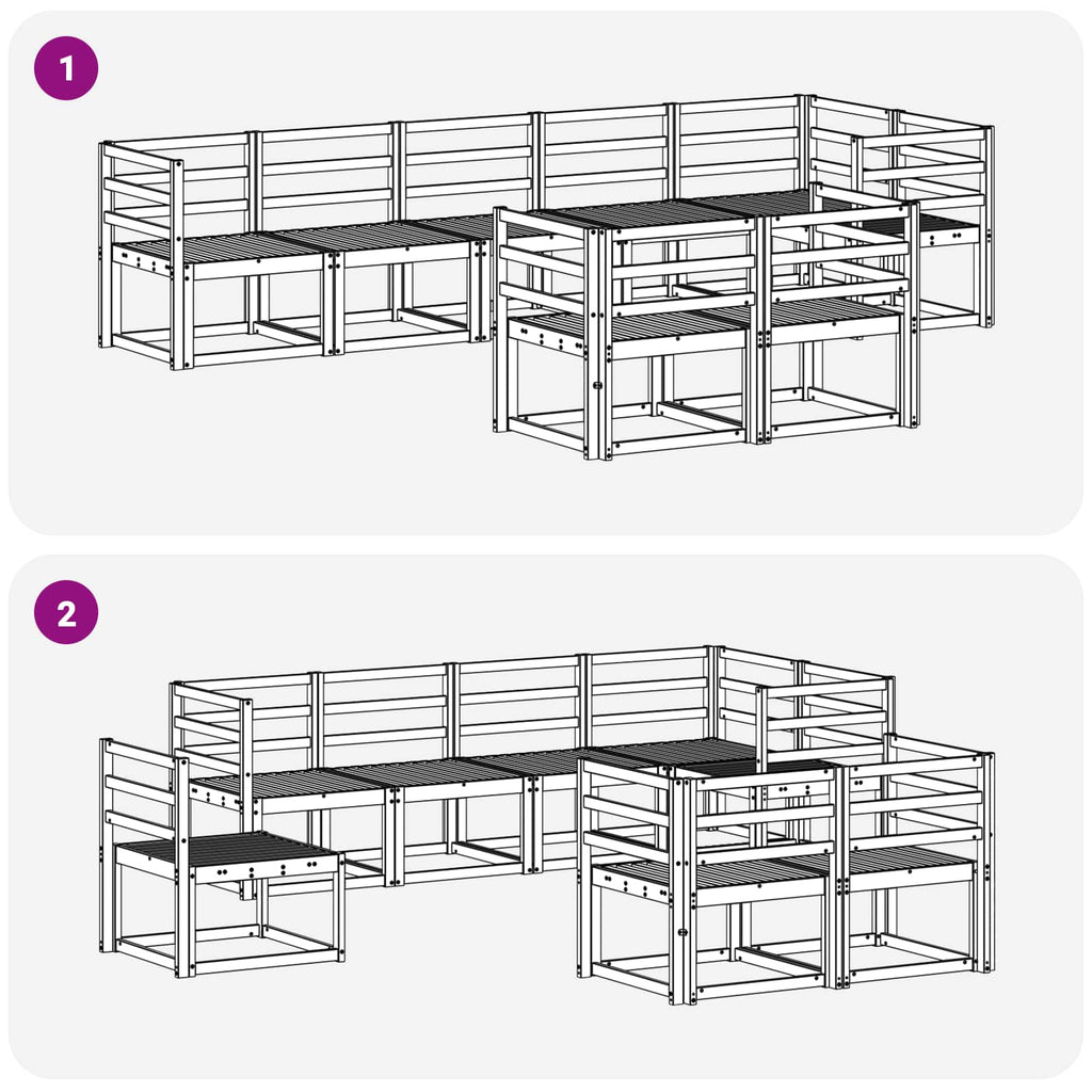Conjunto de sofás de exterior 8 pcs Natural