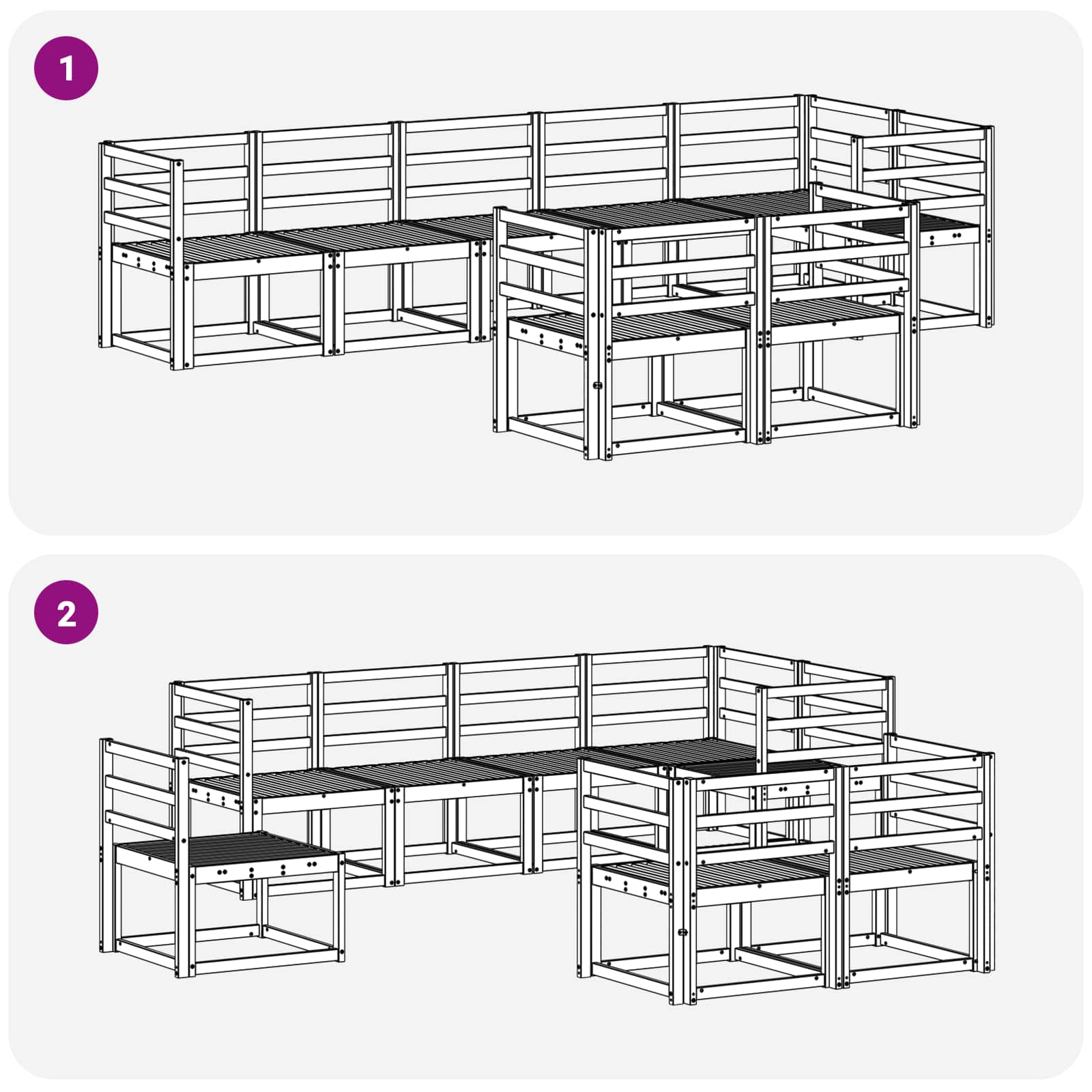 Conjunto de sofás de exterior 8 pcs Natural