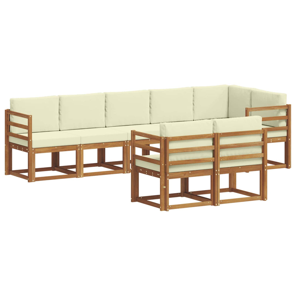 Conjunto de sofás de exterior con cojín 8 pcs Natural y Crema