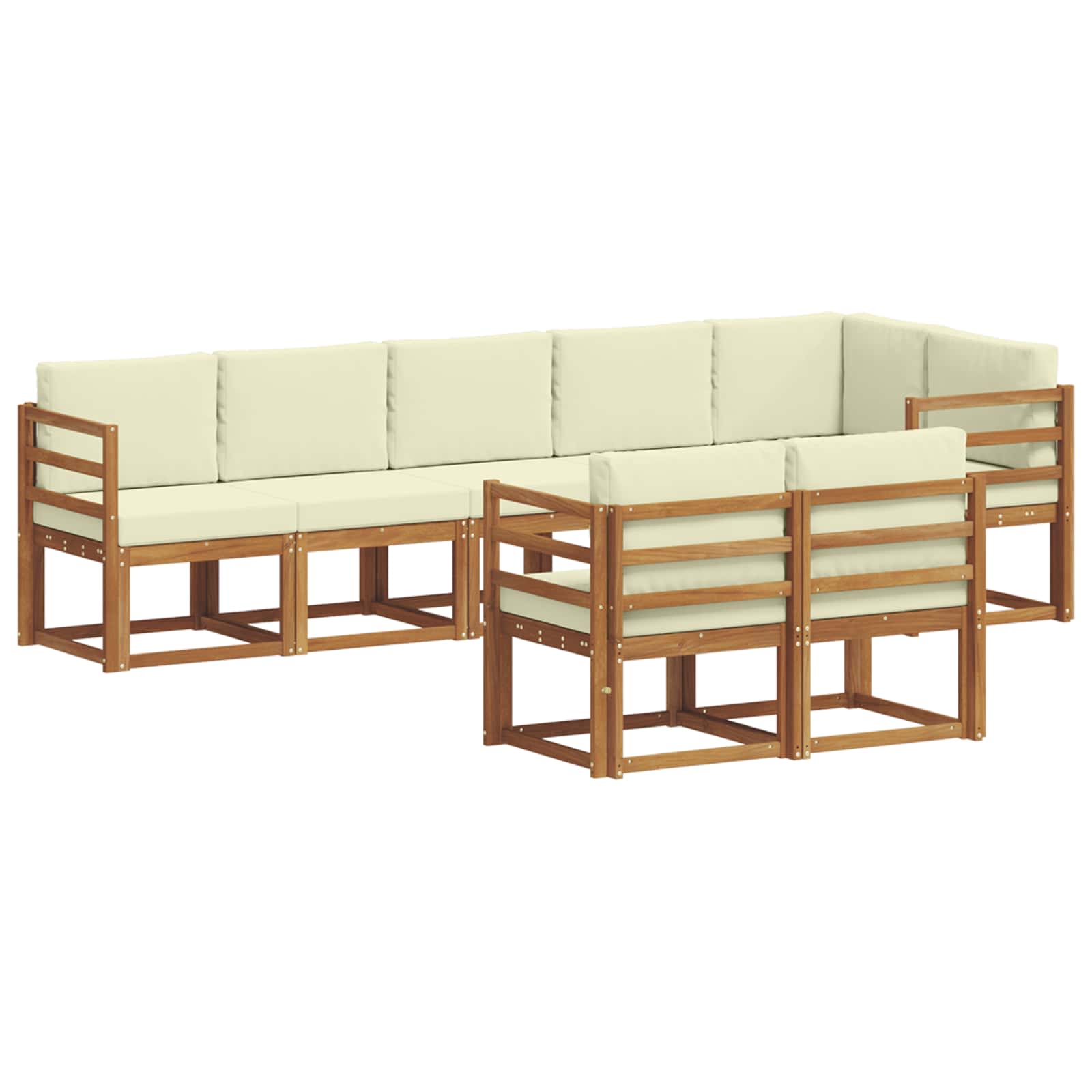 Conjunto de sofás de exterior con cojín 8 pcs Natural y Crema