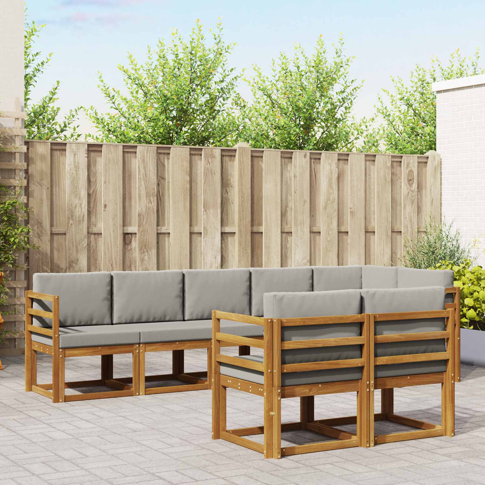 Conjunto de sofás de exterior 8 pcs Gris Natural y Claro