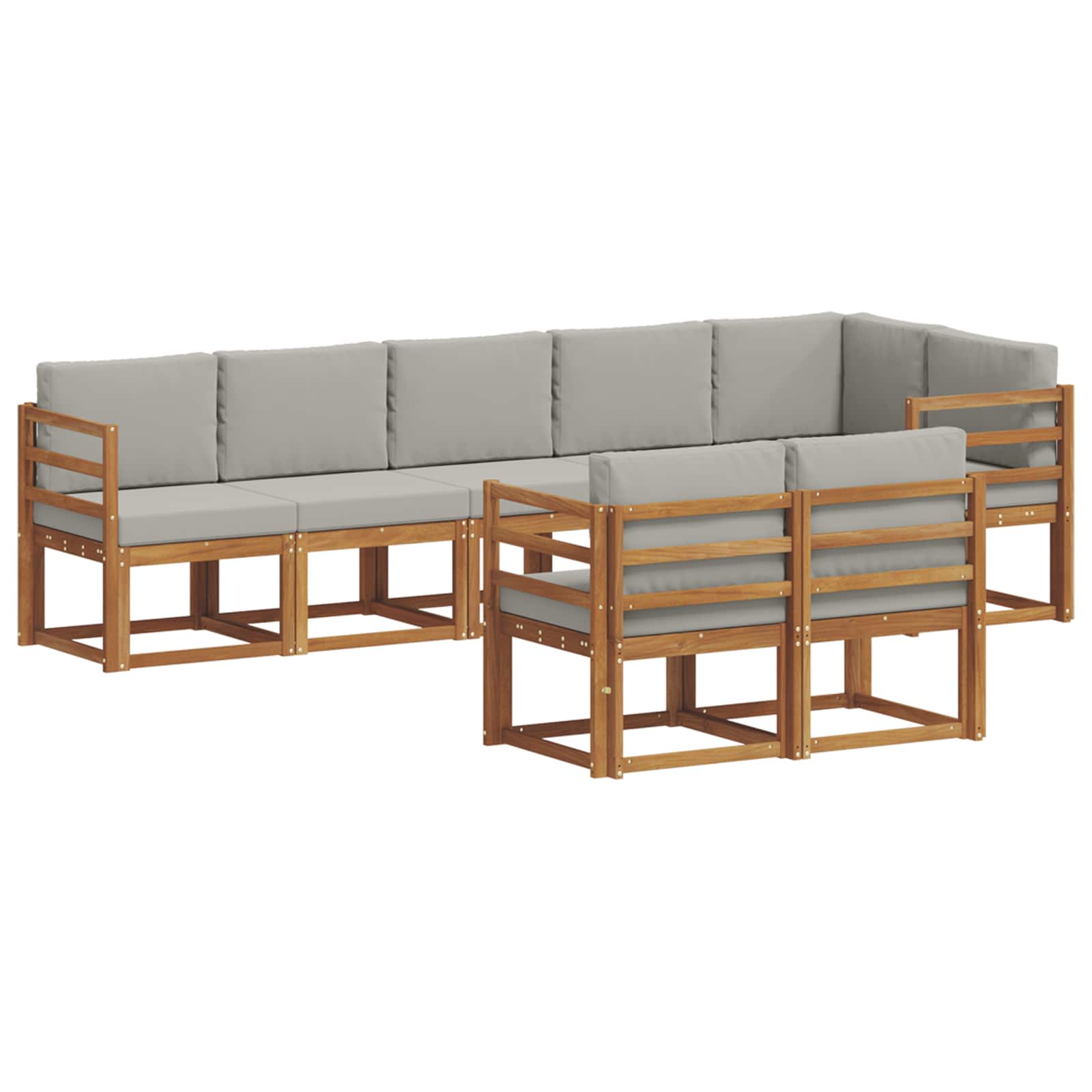 Conjunto de sofás de exterior 8 pcs Gris Natural y Claro