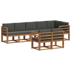 Conjunto de sofás de exterior 8 pcs Natural y Antracita