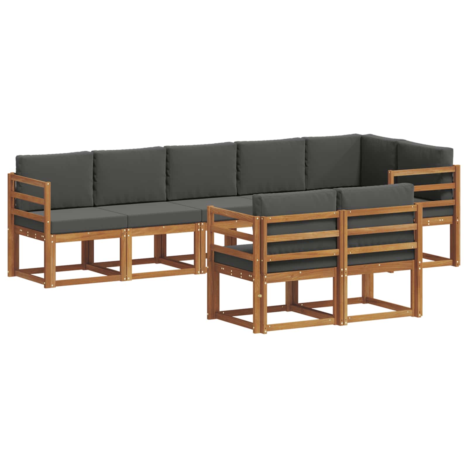 Conjunto de sofás de exterior 8 pcs Natural y Antracita