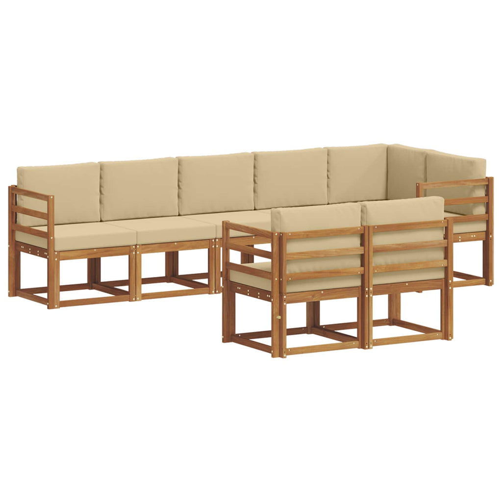 Conjunto de sofás de exterior con cojín 8 pcs Natural y Beige