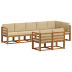 Conjunto de sofás de exterior con cojín 8 pcs Natural y Beige
