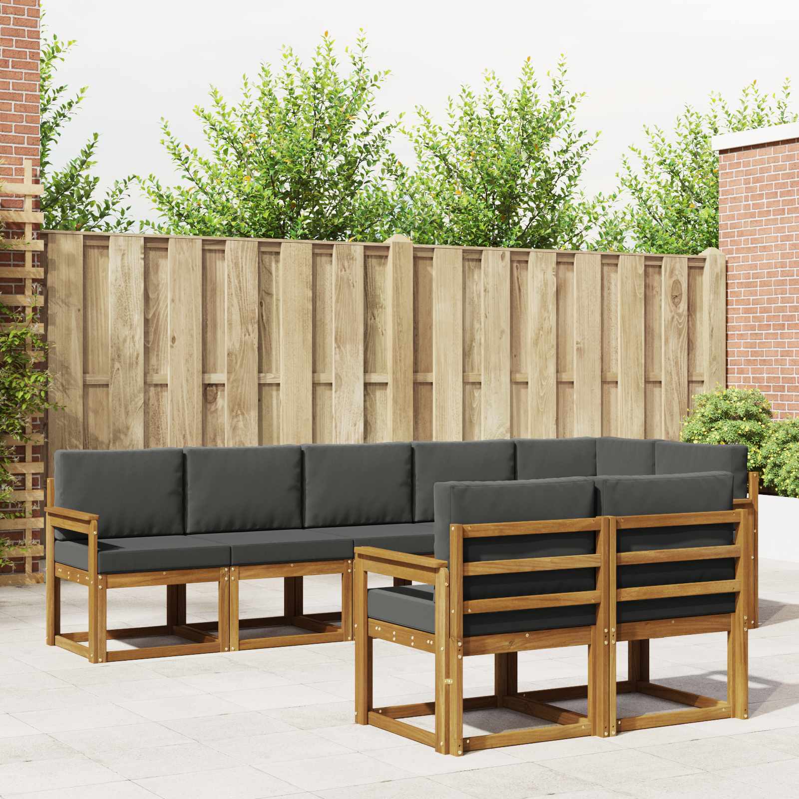 Conjunto de sofás de exterior 8 pcs Natural y Antracita