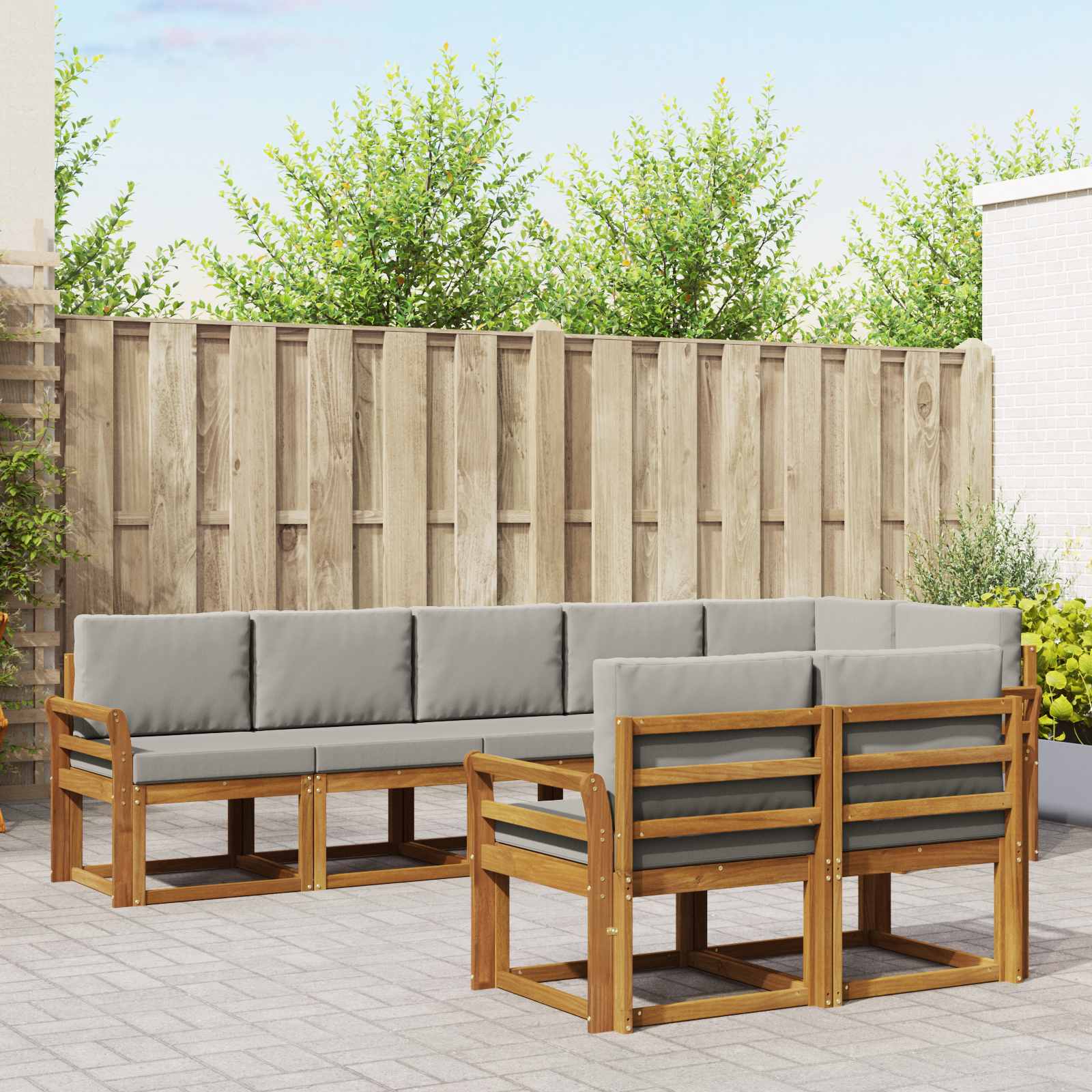 Conjunto de sofás de exterior 8 pcs Gris Natural y Claro