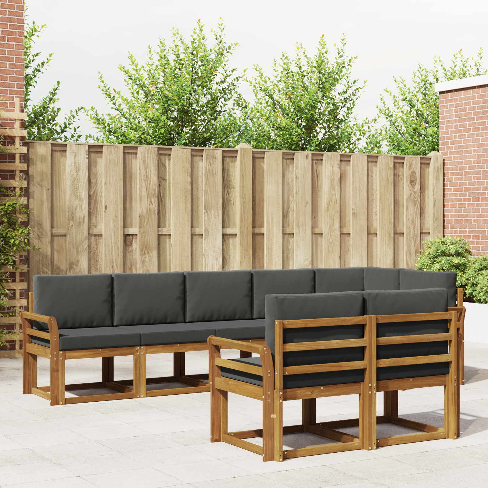 Conjunto de sofás de exterior 8 pcs Natural y Antracita