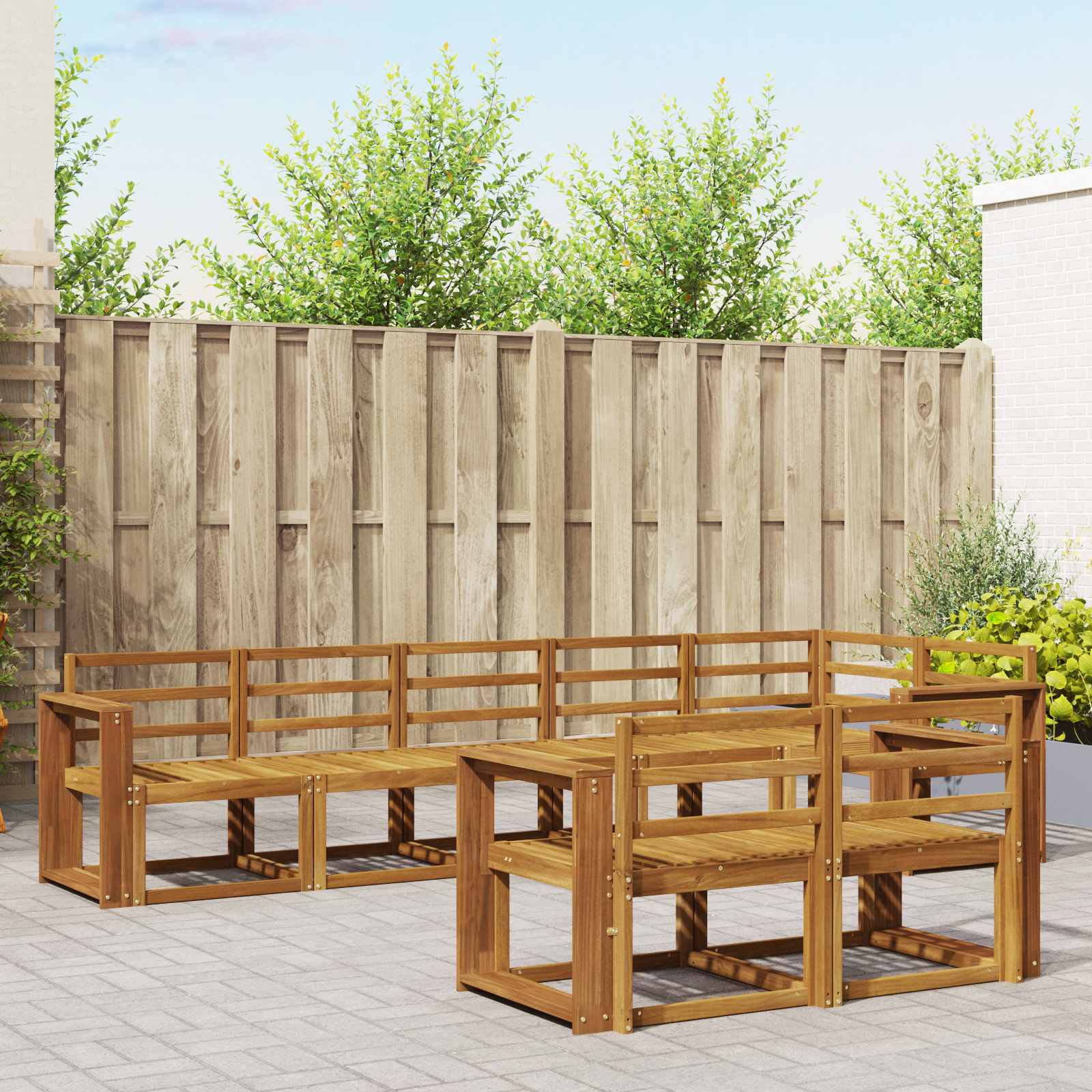 Conjunto de sofás de exterior 8 pcs Natural