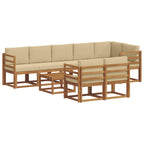 Conjunto de sofás de exterior con cojín 9 pcs Natural y Beige