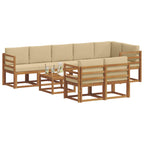 Conjunto de sofás de exterior con cojín 9 pcs Natural y Beige