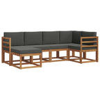 Conjunto de sofás de exterior 6 pcs Natural y Antracita
