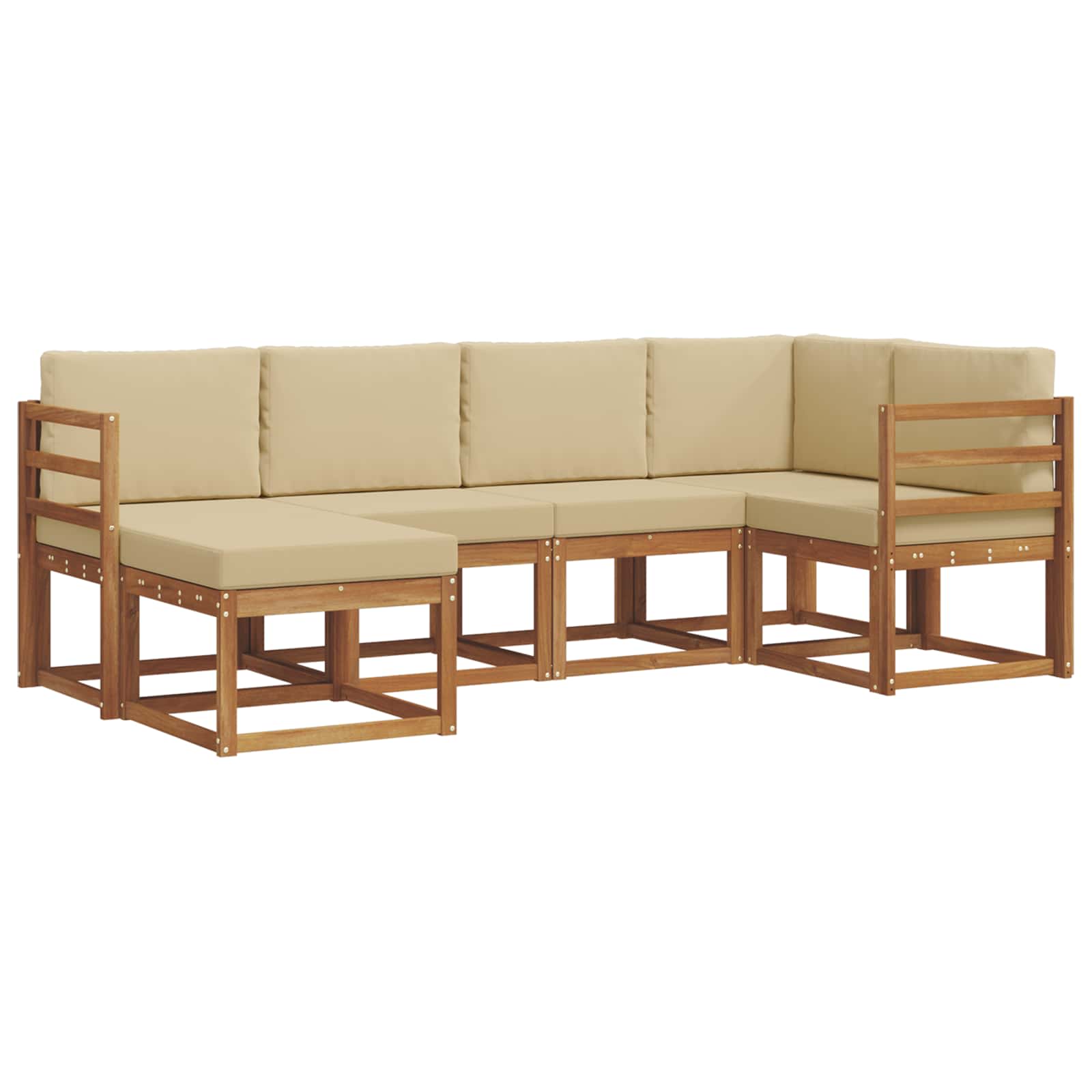 Conjunto de sofás de exterior con cojín 6 pcs Natural y Beige