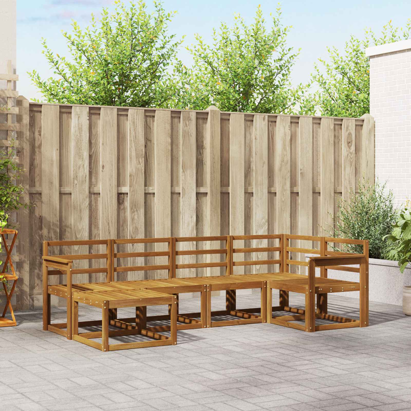 Conjunto de sofás de exterior 6 pcs Natural