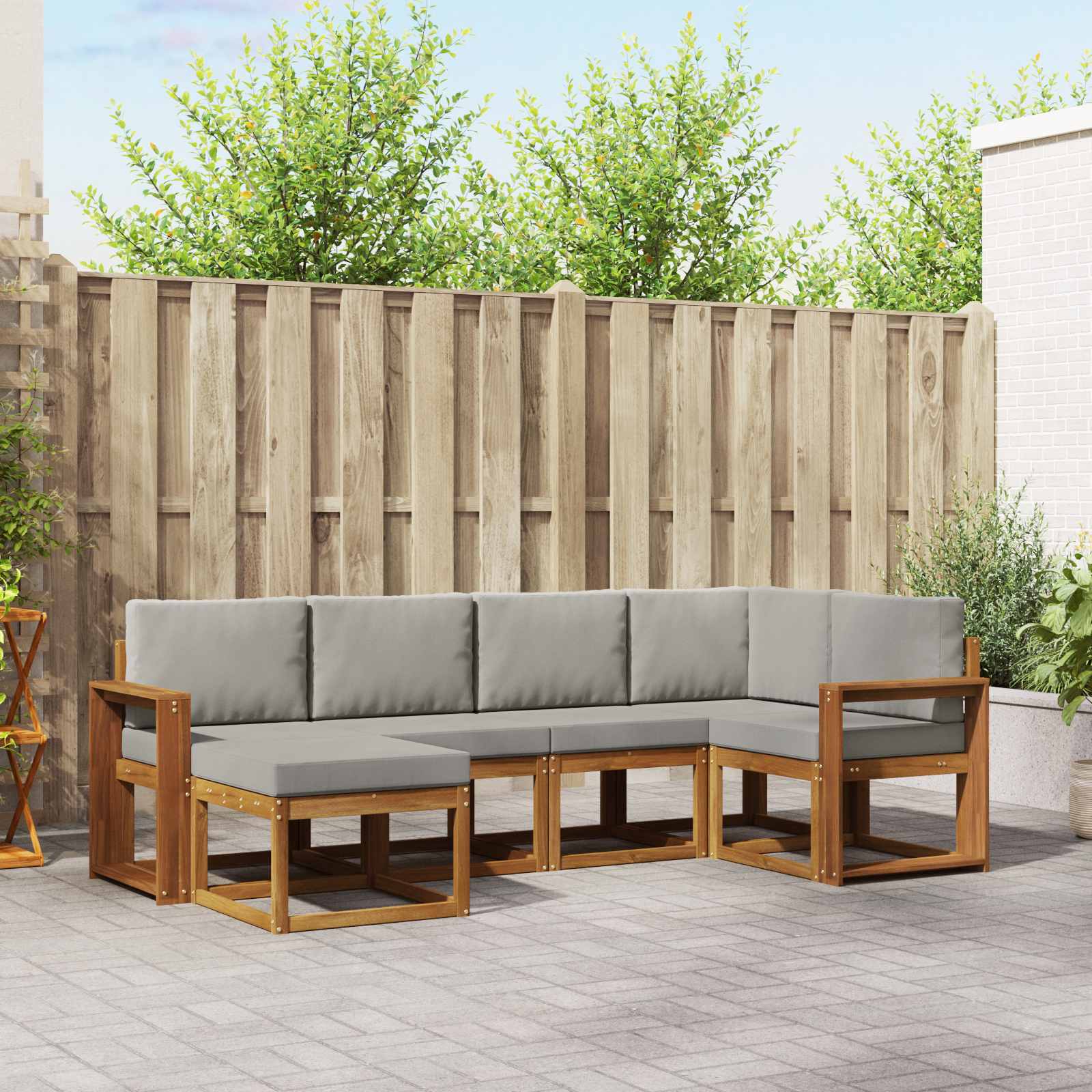Conjunto de sofás de exterior 6 pcs Gris Natural y Claro