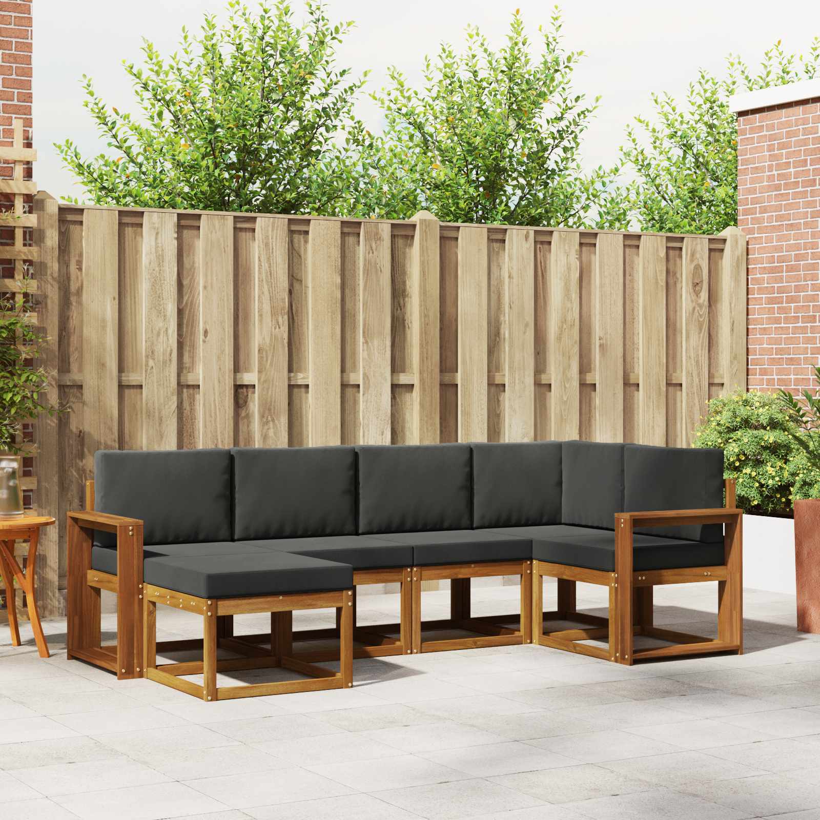 Conjunto de sofás de exterior 6 pcs Natural y Antracita