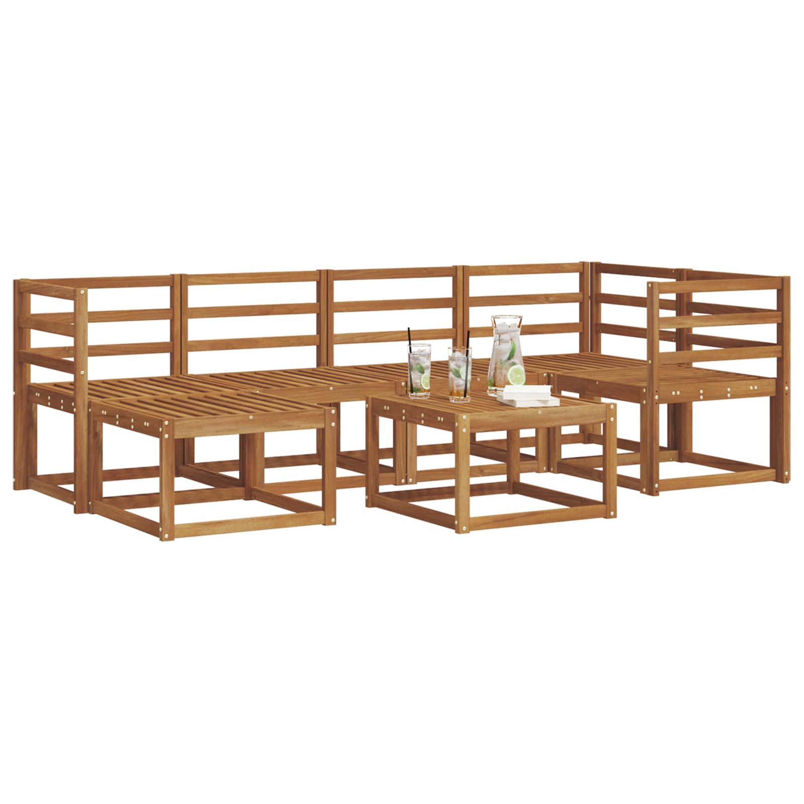 Conjunto de sofás de exterior Natural Madera de Acacia Sólida