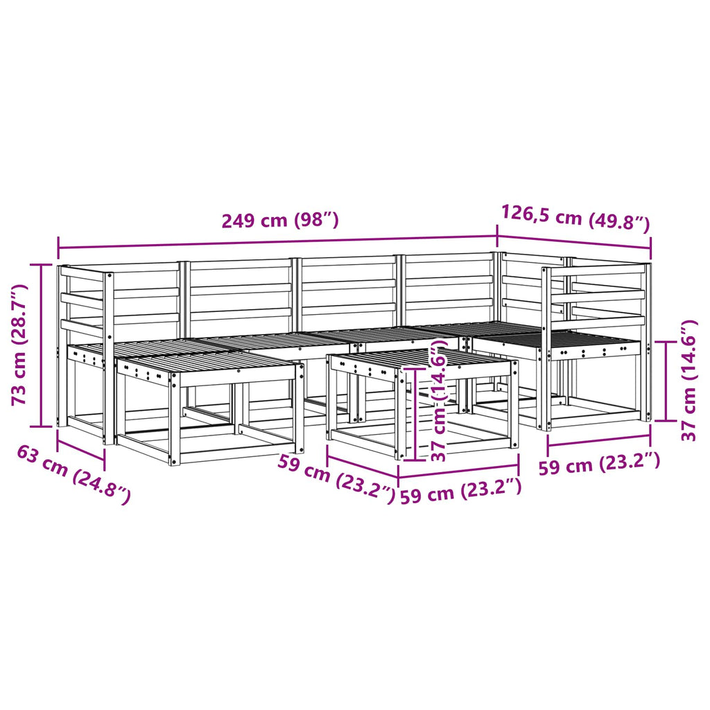 Conjunto de sofás de exterior Natural Madera de Acacia Sólida